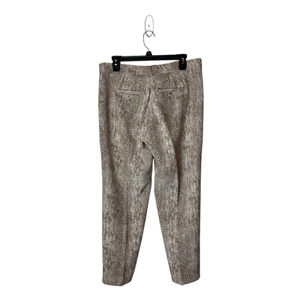 Avery Brown And Ivory Python Snakeskin Print Mid Rise‎ Cropped Pants Size 32 - Picture 3 of 9